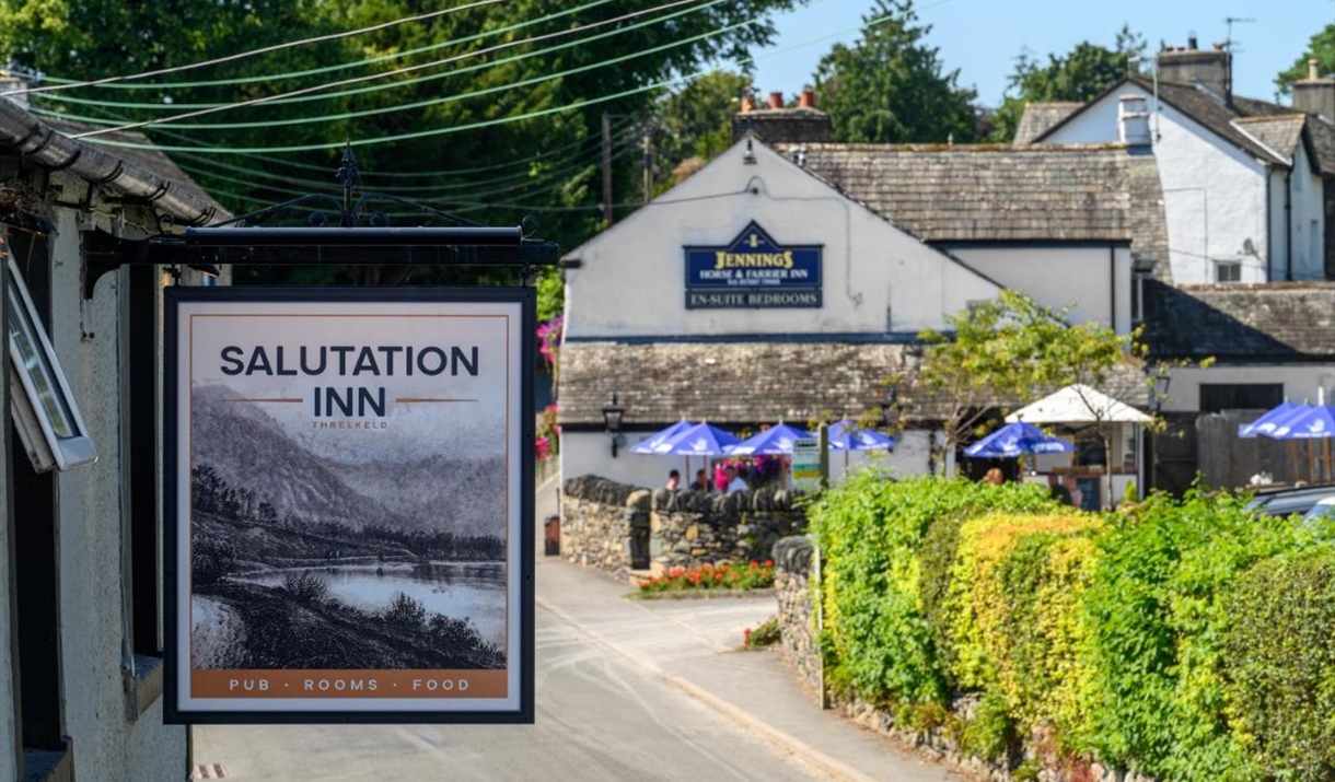 Sign at the Salutation Inn in Threlkeld, Lake District