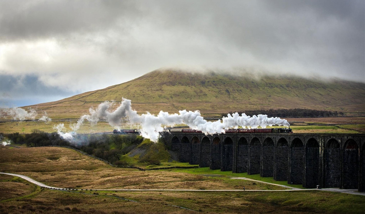 Steam Train on The Settle - Carlisle Railway line in Cumbria, UK