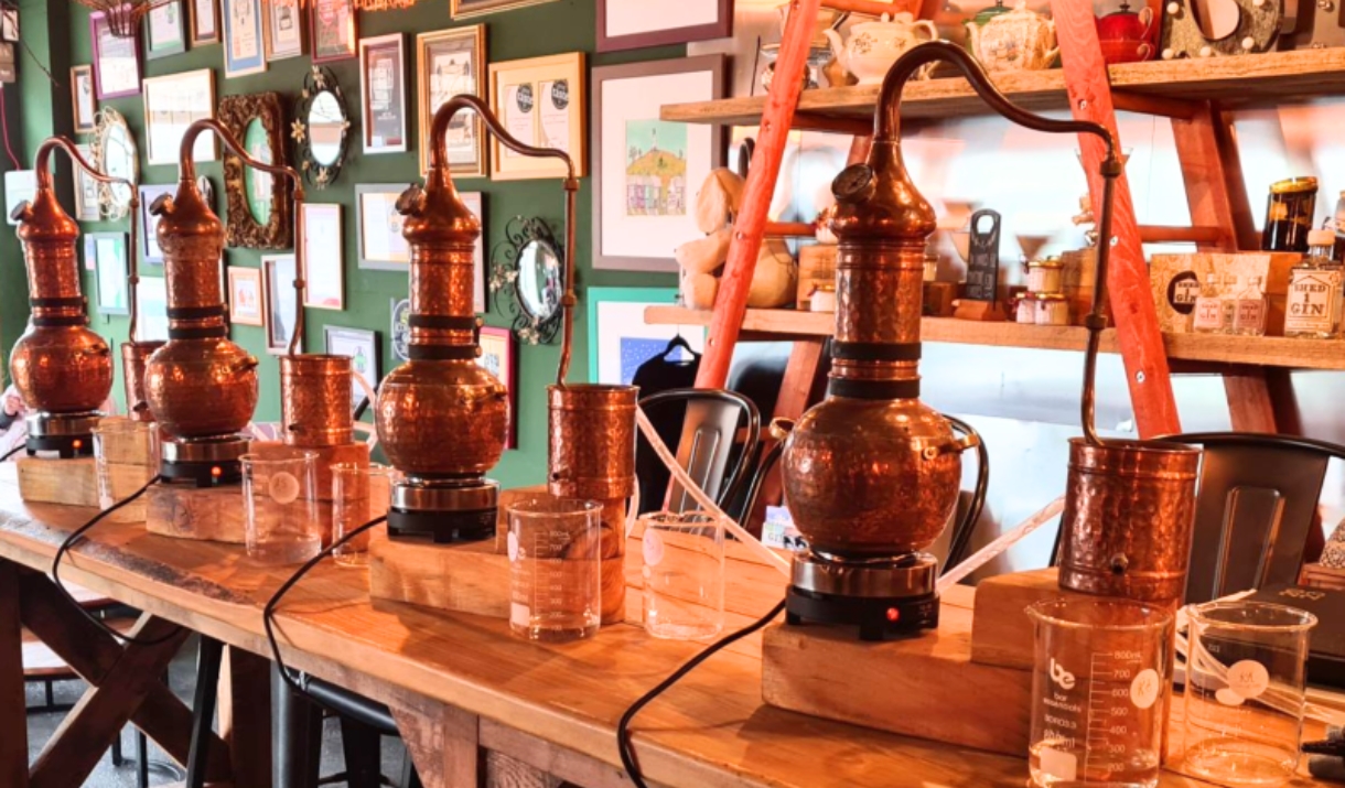 multiple distillation apparatus sat on a table