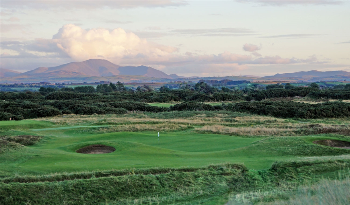 Views of Lake District Fells from the 6th Hole at Silloth on Solway Golf Club in Silloth, Cumbria