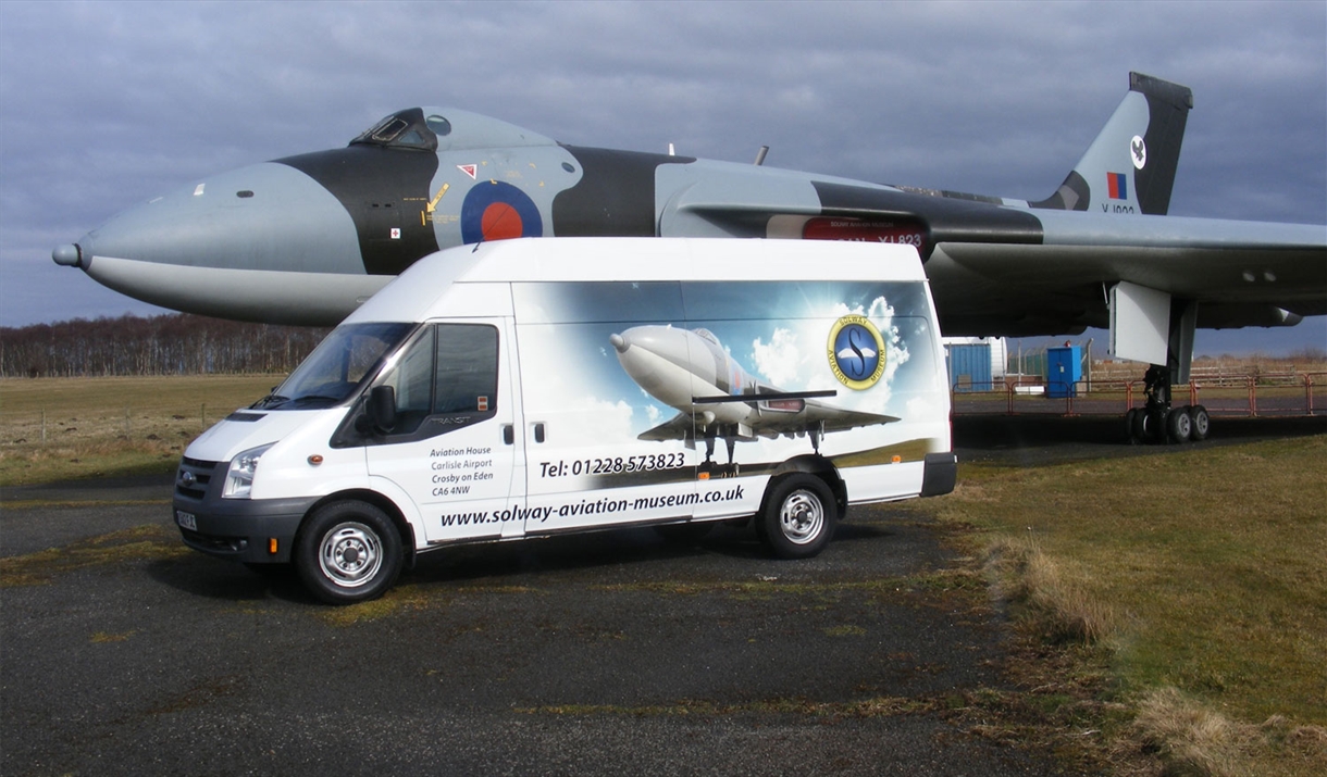 Aircraft and Van at the Solway Aviation Museum near Carlisle, Cumbria