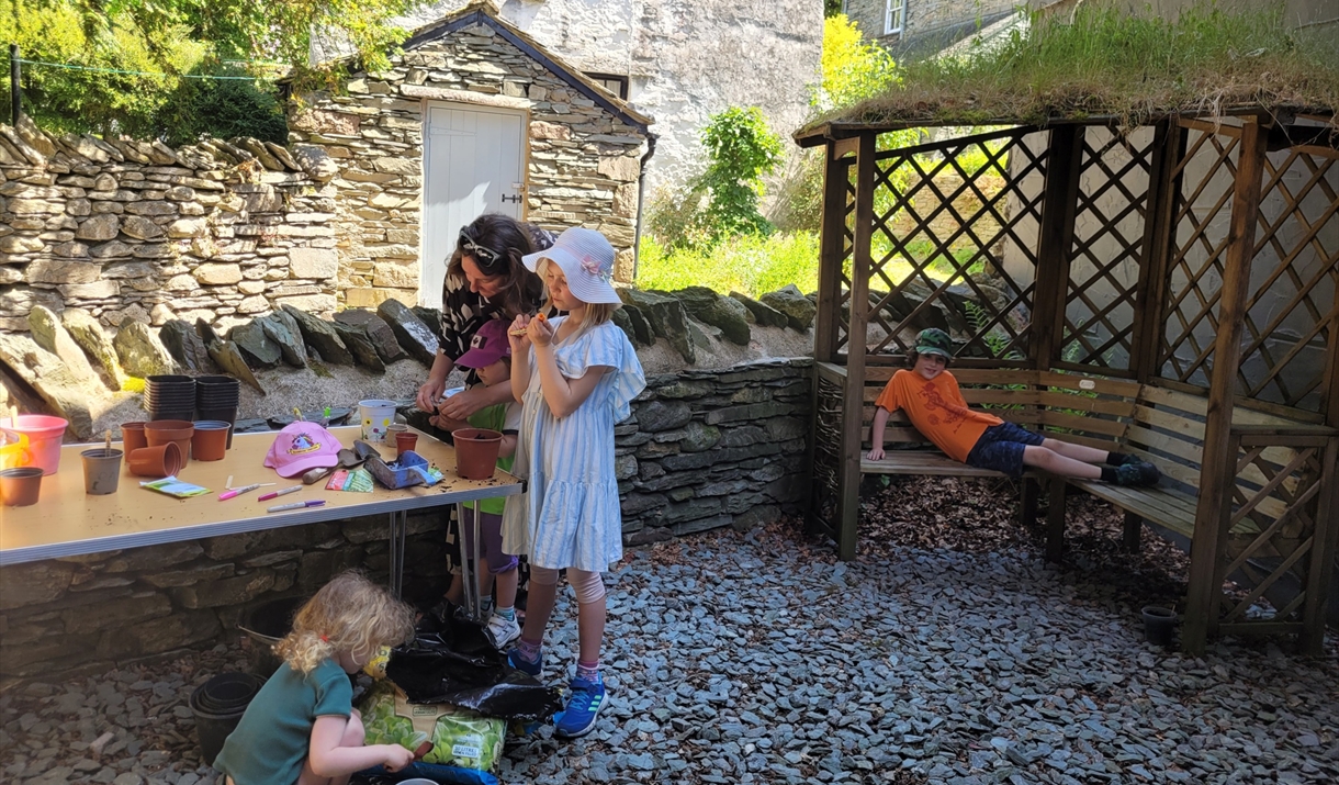 Children planting seeds