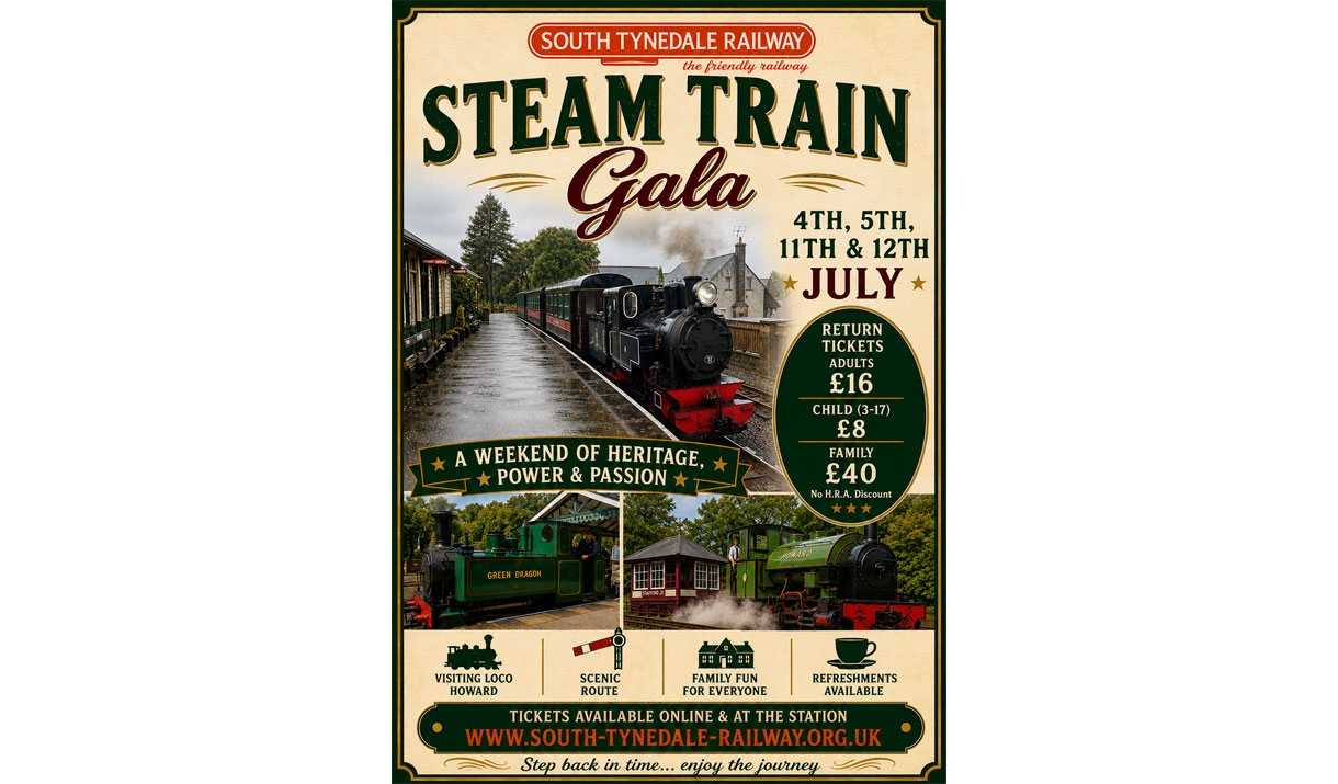 Poster for South Tynedale Railway's Steam Train Gala