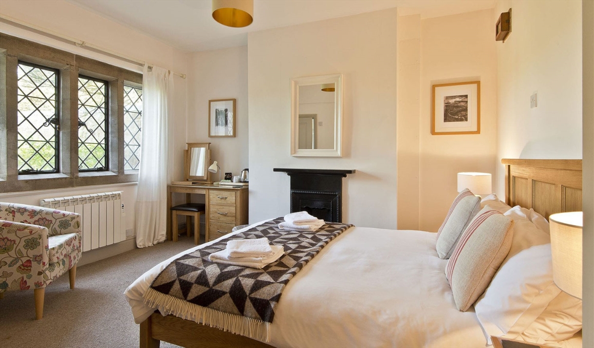 Double bedroom at Swarthmoor Hall, near Ulverston.