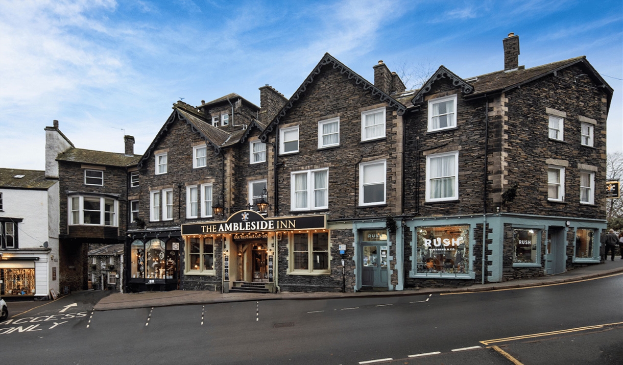 Exterior and entrance to The Ambleside Inn in Ambleside, Lake District