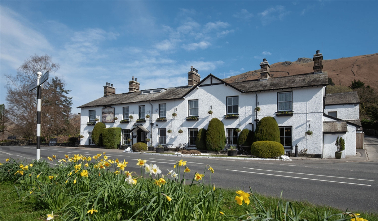Exterior and Daffodils at The Swan at Grasmere in the Lake District, Cumbria
