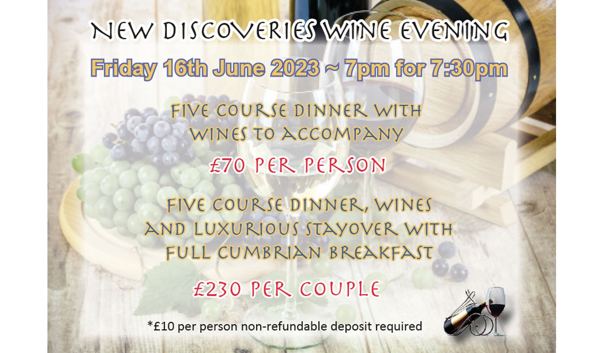 Flyer for The Villa Levens Wine Dinner in Levens, Lake District