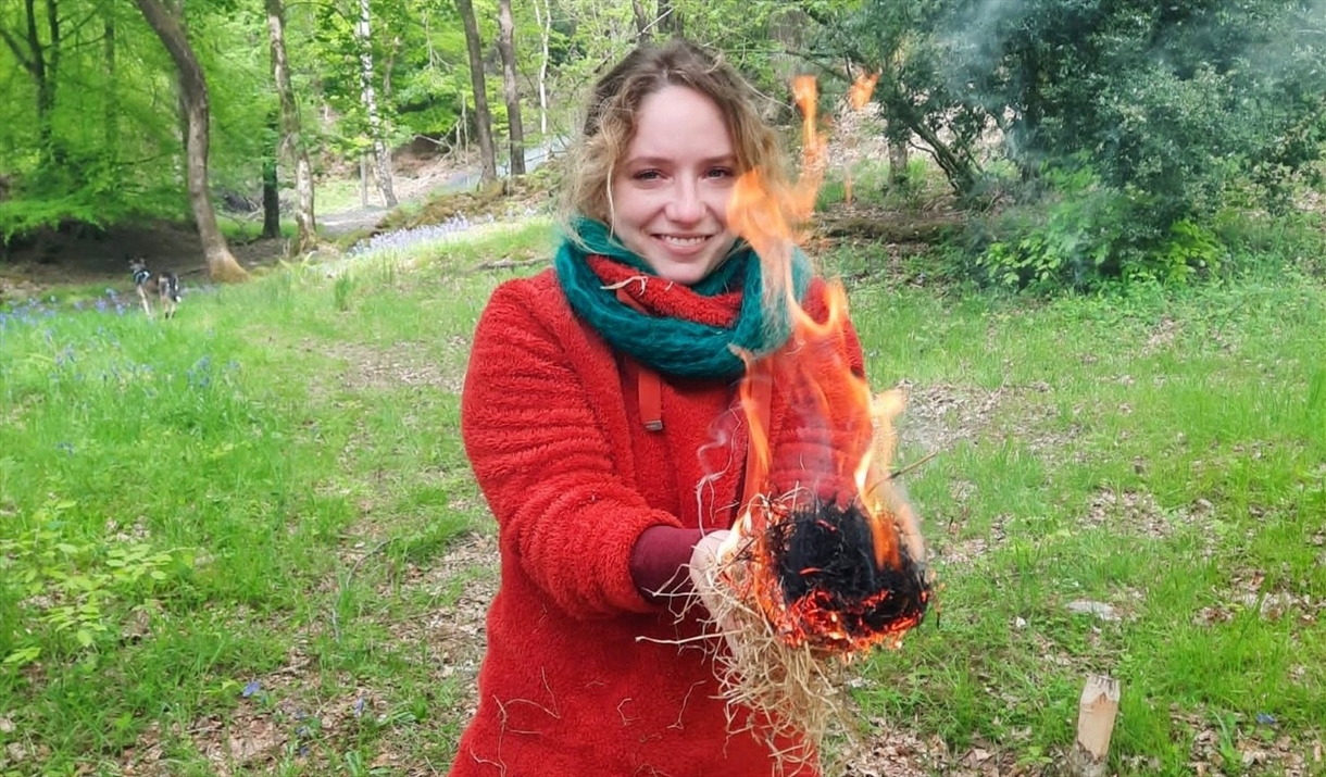 Visitor on the The Flame experience with Green Man Survival in the Lake District, Cumbria