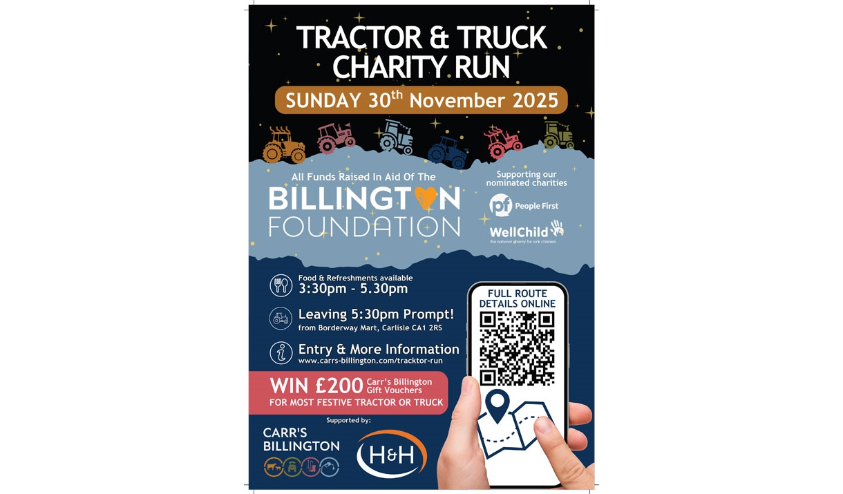 Poster for the Tractor & Truck Charity Run on Sunday 30th November 2025