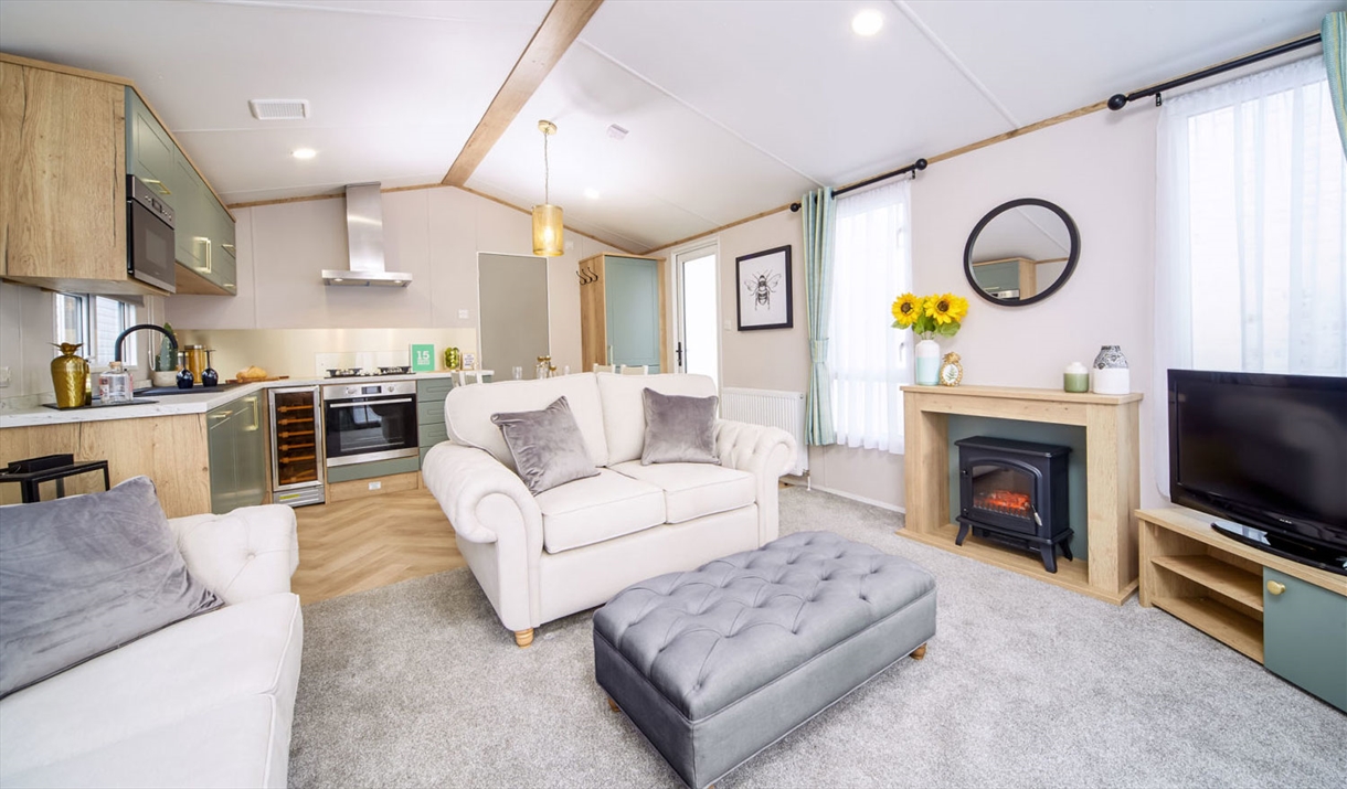 Lounge and Kitchen in Static Caravans at Ullswater Holiday Park in the Lake District, Cumbria