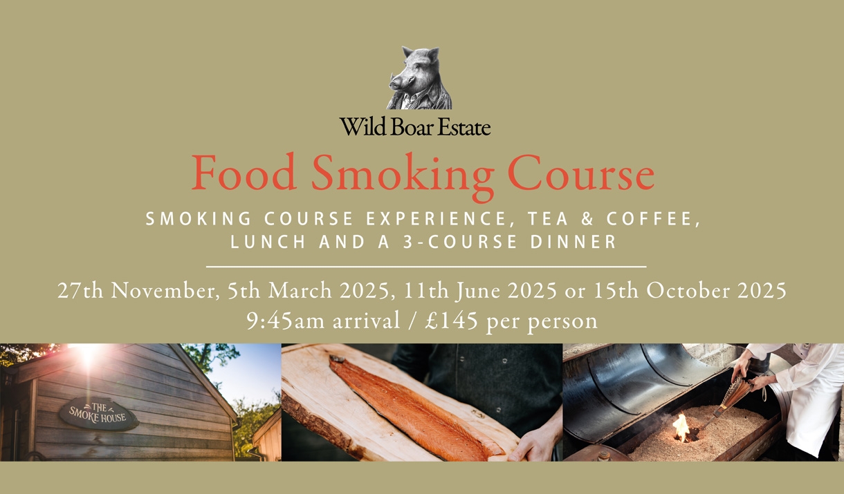 Poster for the Food Smoking Course at the Wild Boar Estate in Windermere, Lake District