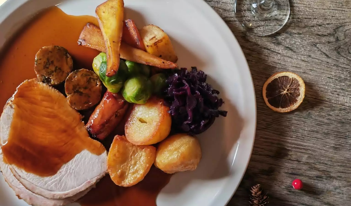 A traditional Christmas dinner