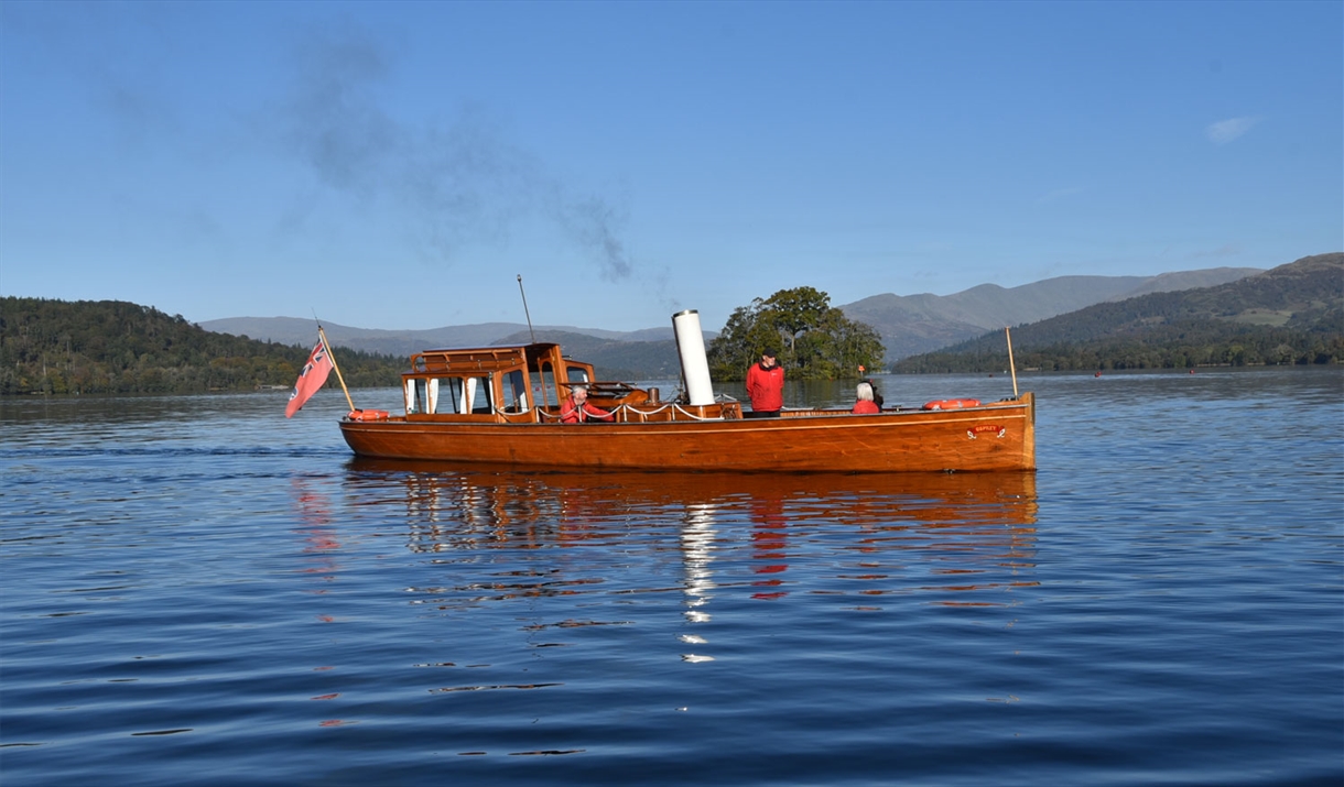 Heritage Boat on Lake Windermere at Windermere Jetty Museum in Bowness-on-Windermere, Lake District