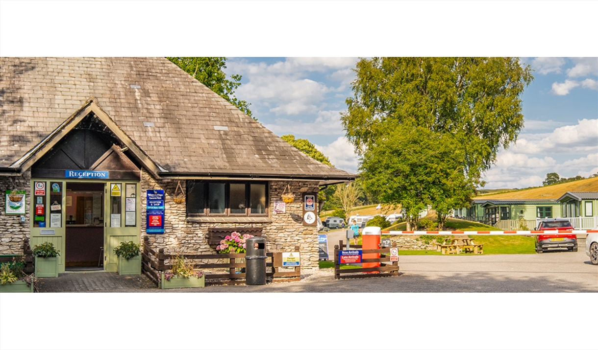 Reception at Waters Edge Caravan Park in Crooklands, Cumbria