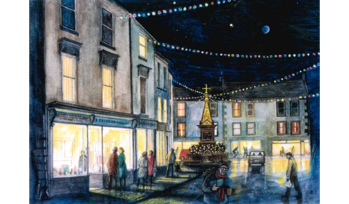 Painting of Wigton's Christmas Lights Switch On in Wigton, Cumbria