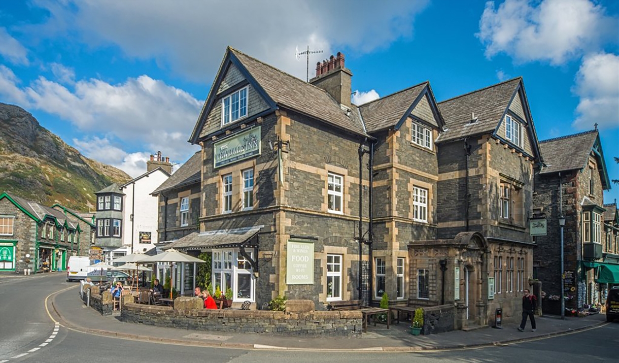 Exterior and Outdoor Seating at The Yewdale Inn in Coniston, Lake District