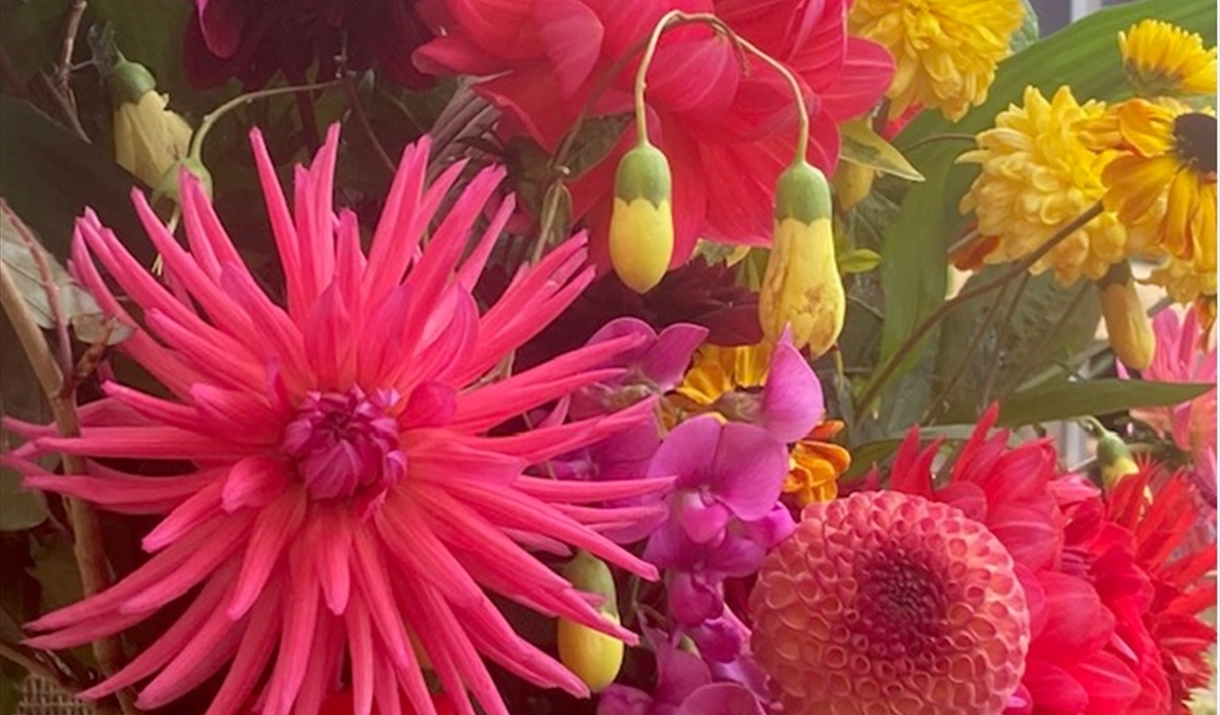 A cluster of different flowers