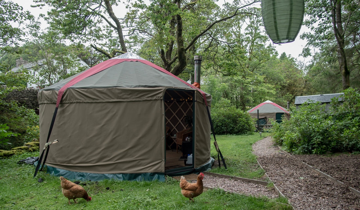 Glamping yurts at The Black Swan in Ravenstonedale, Cumbria