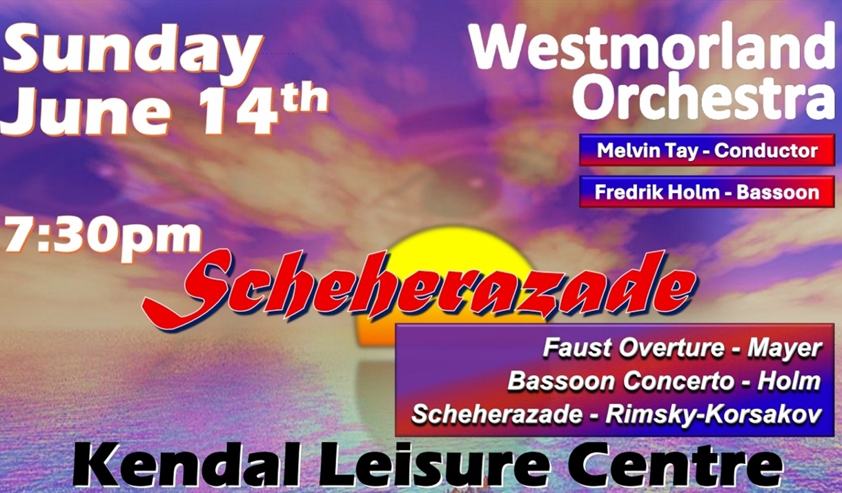 Poster advertising Westmorland Orchestra concert on Sunday 14th June 2026
