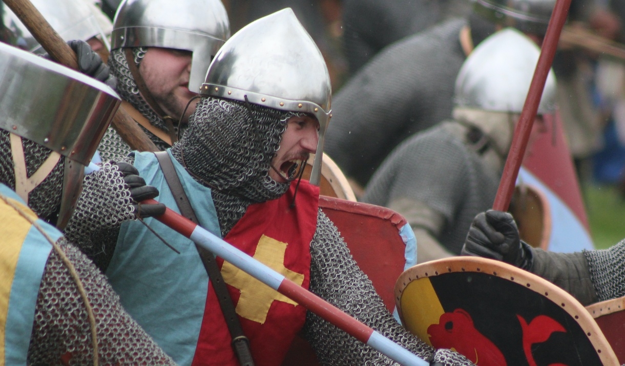 Medieval knights in a battle