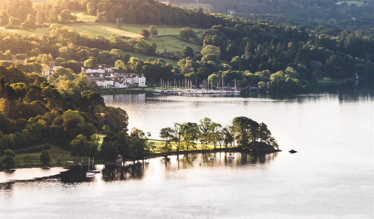 Aerial View of Low Wood Bay Resort & Spa in Windermere, Lake District