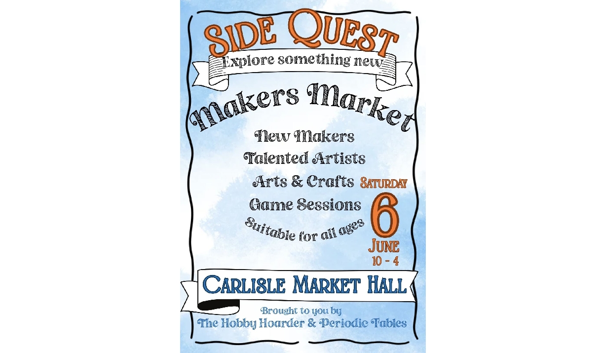 Poster for Side Quest event in Carlisle Market Hall