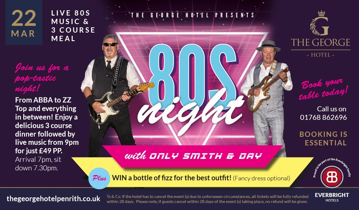 Live 80s music & 3 course meal