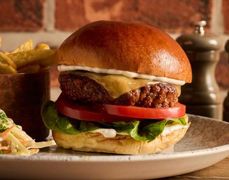 Burger and chips at The Ullswater Inn in Glenridding, Lake District