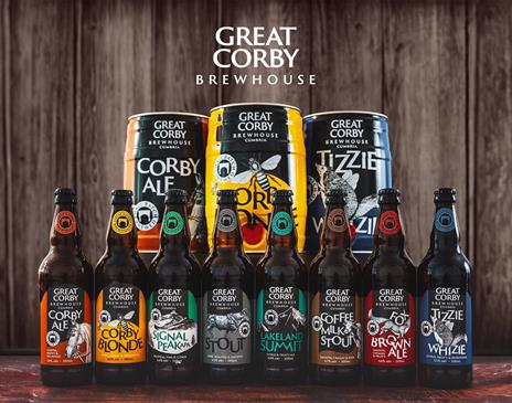 Range of ales from Great Corby Brewhouse in the Lake District, Cumbria