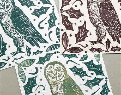 Hand Printed Christmas Cards & Tags in Lino Cut with Sue Rowland