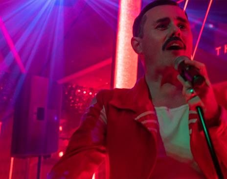Freddie Mercury Tribute Act performing at BAHA in Bowness-on-Windermere, Lake District