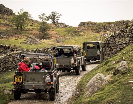 Land Rovers Driving Off-Road with Kankku in the Lake District, Cumbria