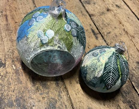 Candle Dome and Bauble Decorating Workshop with Jill Clay at Farfield Mill in Sedbergh, Cumbria