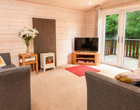 Living Area at Woodlands Pine Lodges in Meathop, Lake District