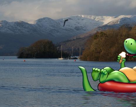 Bownessie on Lake Windermere in the Lake District, Cumbria