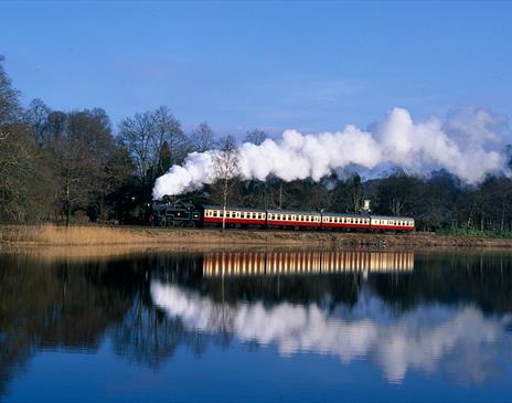 Historic Steam Trains at Lakeside & Haverthwaite Railway in the Lake District, Cumbria