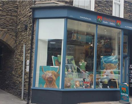 Window and Entrance to Thuline Studio Gallery in Windermere, Lake District