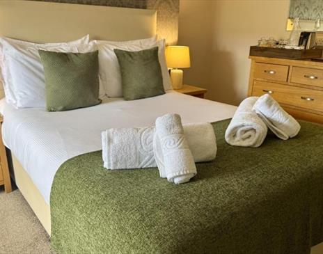 Double bedroom at The Manor Inn in St Bees, Cumbria at night