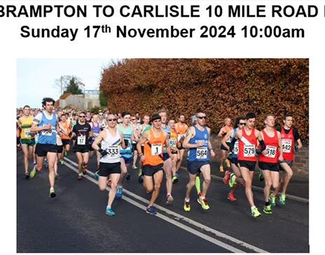 Poster for the Brampton to Carlisle 10 Mile Road Race in Brampton, Cumbria