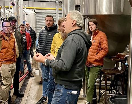 Visitors on a Brewery Tour at Bowness Bay Brewing in Kendal, Cumbria