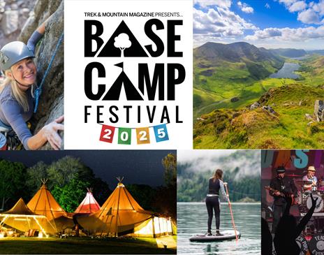 Photo collage from Base Camp Festival in the Lake District, Cumbria