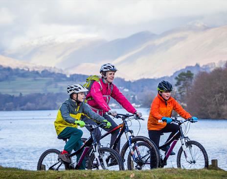 Family Cycling on Bikes Hired from Total Adventure Bike Hire in the Lake District, Cumbria