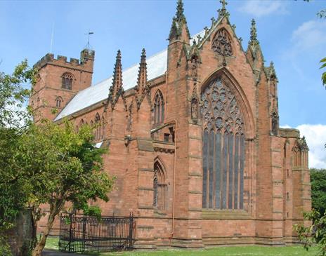 Exterior and Gardens of Carlisle Cathedral in Carlisle, Cumbria