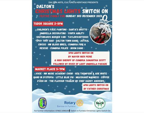 Poster for the Dalton-in-Furness Christmas Lights Switch-On in Dalton-in-Furness, Cumbria