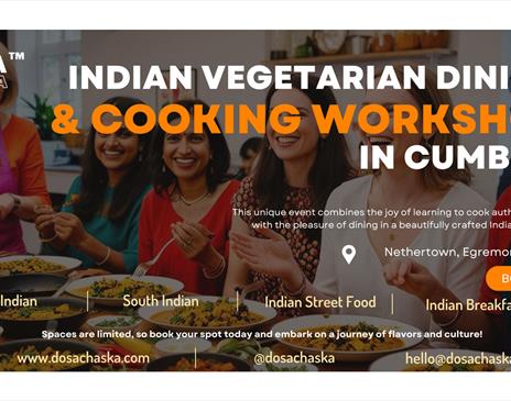 Advert for Indian Vegetarian Dining & Cooking Workshops with Dosa Chaska in Egremont, Cumbria