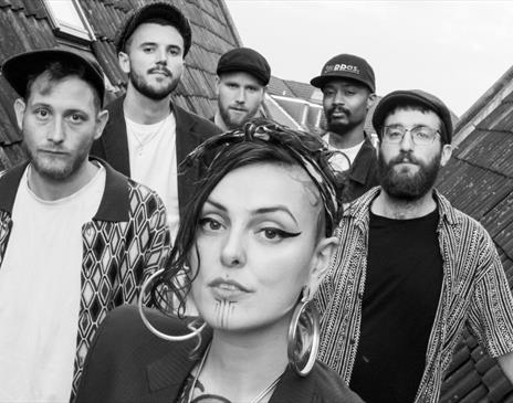 Black and White photo of Dub Princess & Hotsteppas
