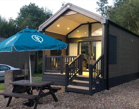 Exterior and Outdoor Seating at Glamping Cabins at Troutbeck Head in Troutbeck, Lake District