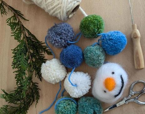 Festive pom pom garland with Love Art Workshops