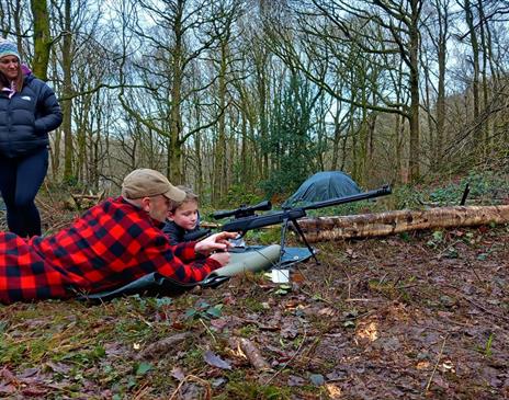 Family Practicing Shooting with Green Man Survival in Newby Bridge, Lake District