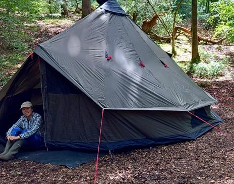 Visitor Wild Camping at the Two Day Wilderness Escape with Green Man Survival